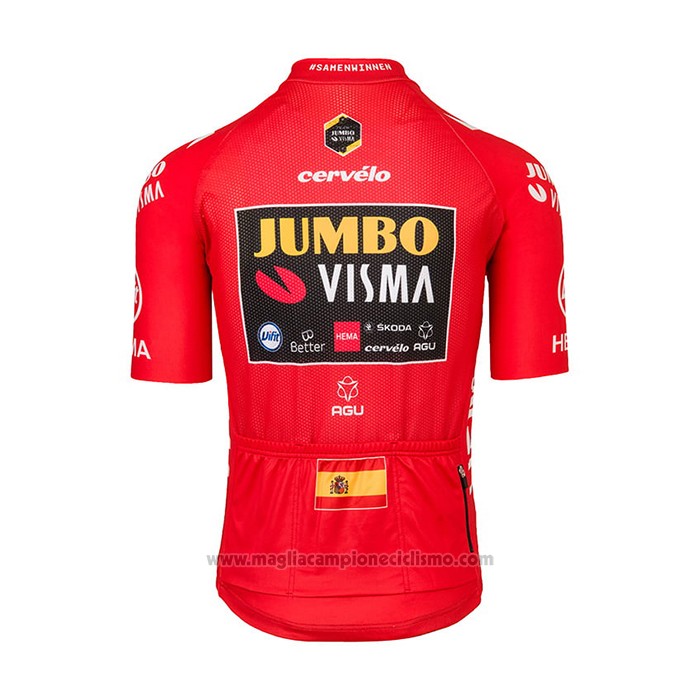 2021 Abbigliamento Ciclismo Jumbo Visma Rosso Manica Corta e Salopette